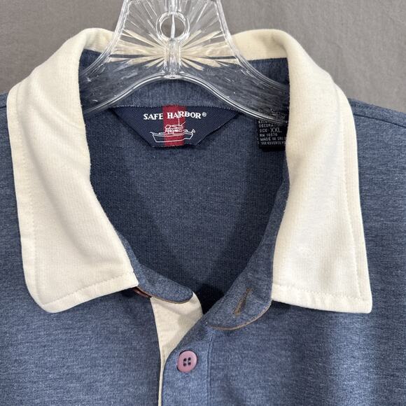 Vintage Safe Harbor Colorblock Polo Shirt Blue Retro Grandpacore XXL (Fits XL) - Picture 4 of 12